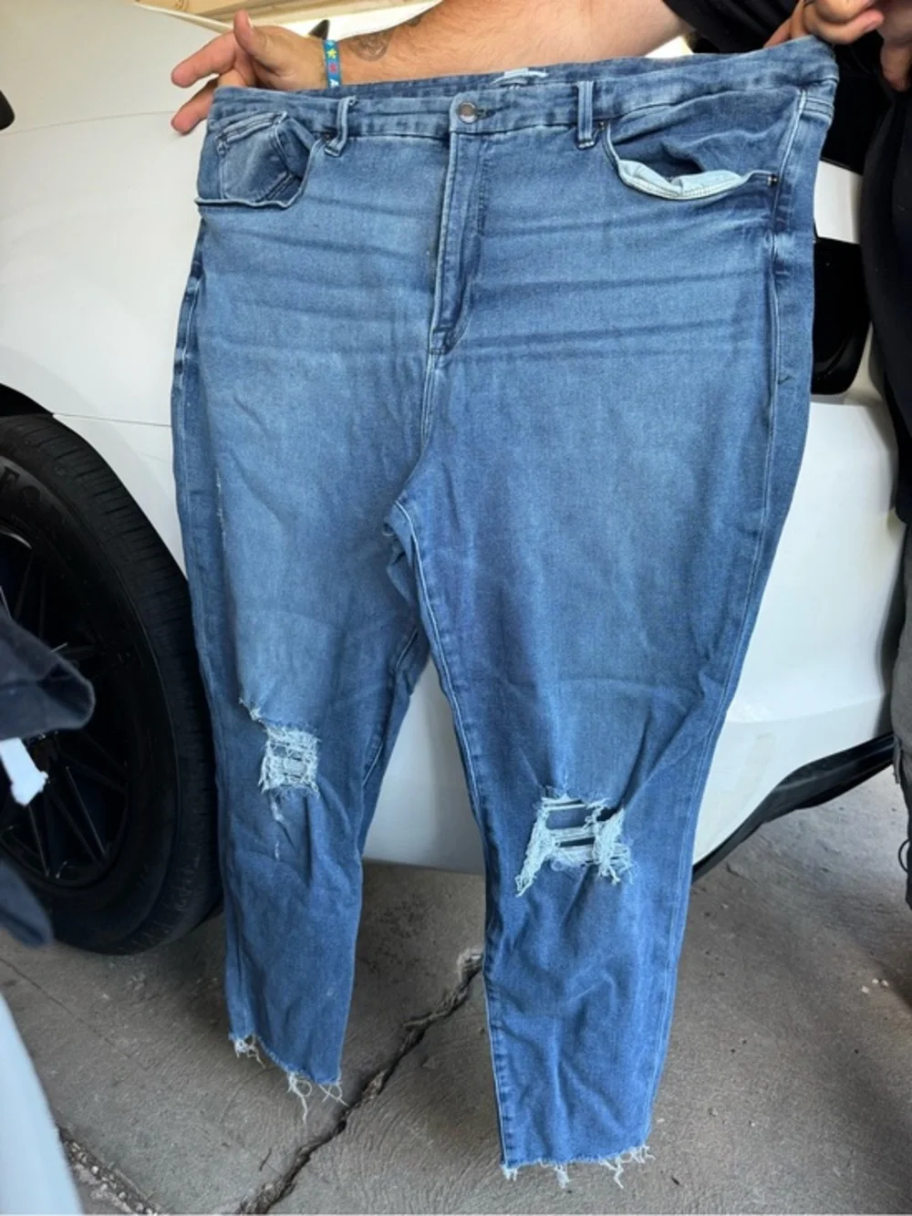 Good American Distressed Stretch Good Classic Slim High Rise Jeans Size 24